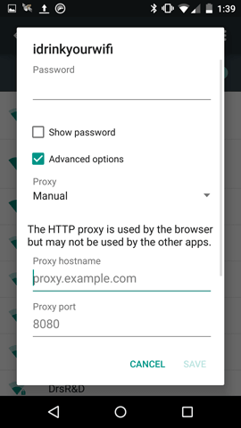 Android proxy settings
